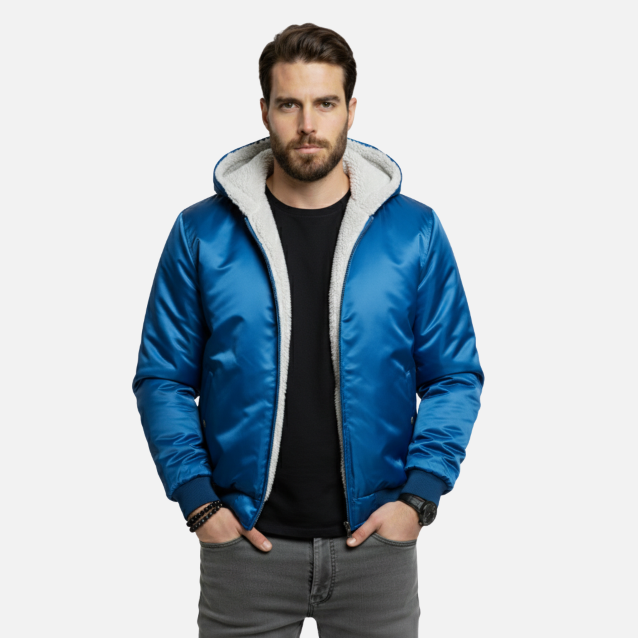 NolaKwin | Męska kurtka z kapturem z ciepłej wełny, zapinana na zamek, idealna na sezon jesień-zima.