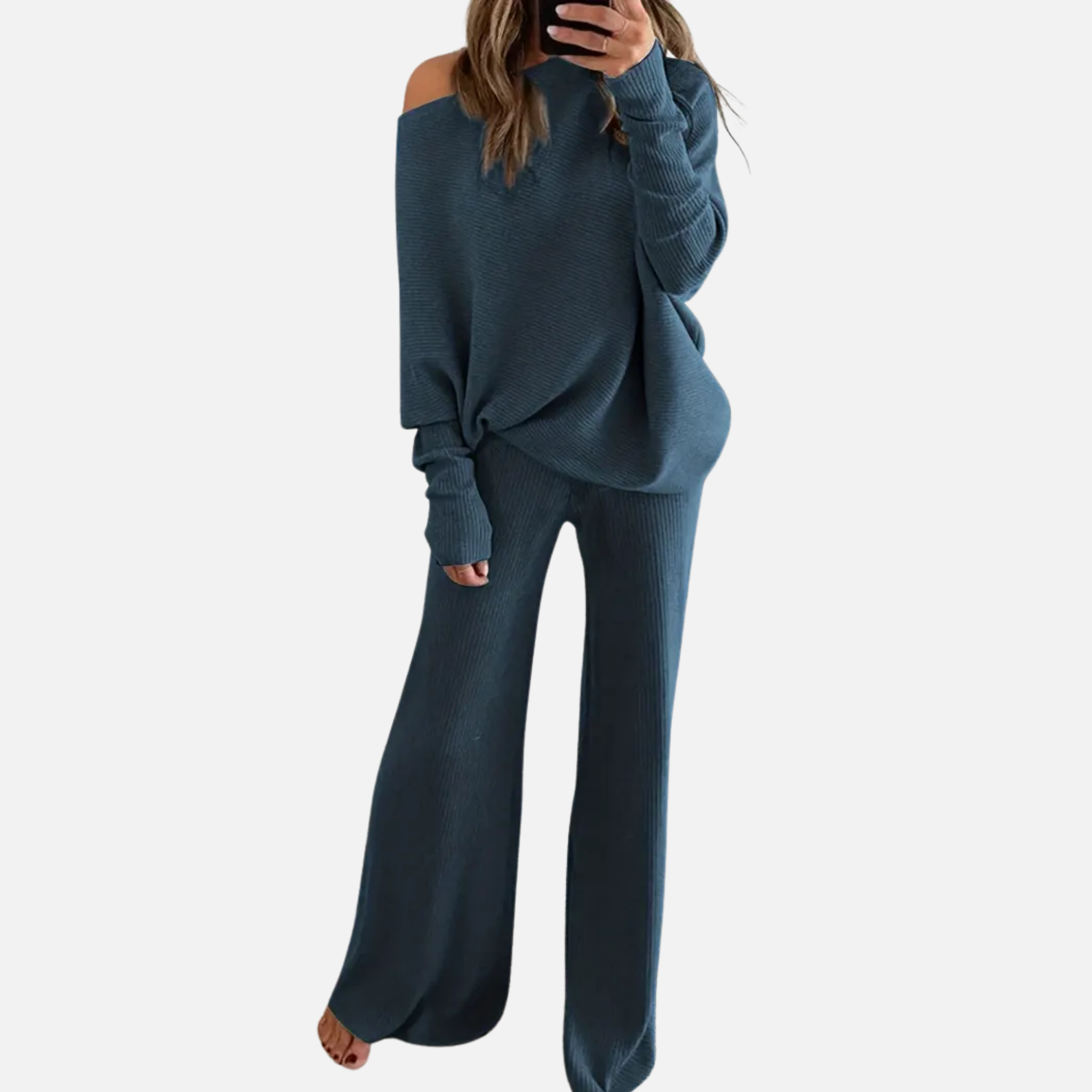 NolaKwin | Dwuczęściowy zestaw z wysokim stanem i długim rękawem