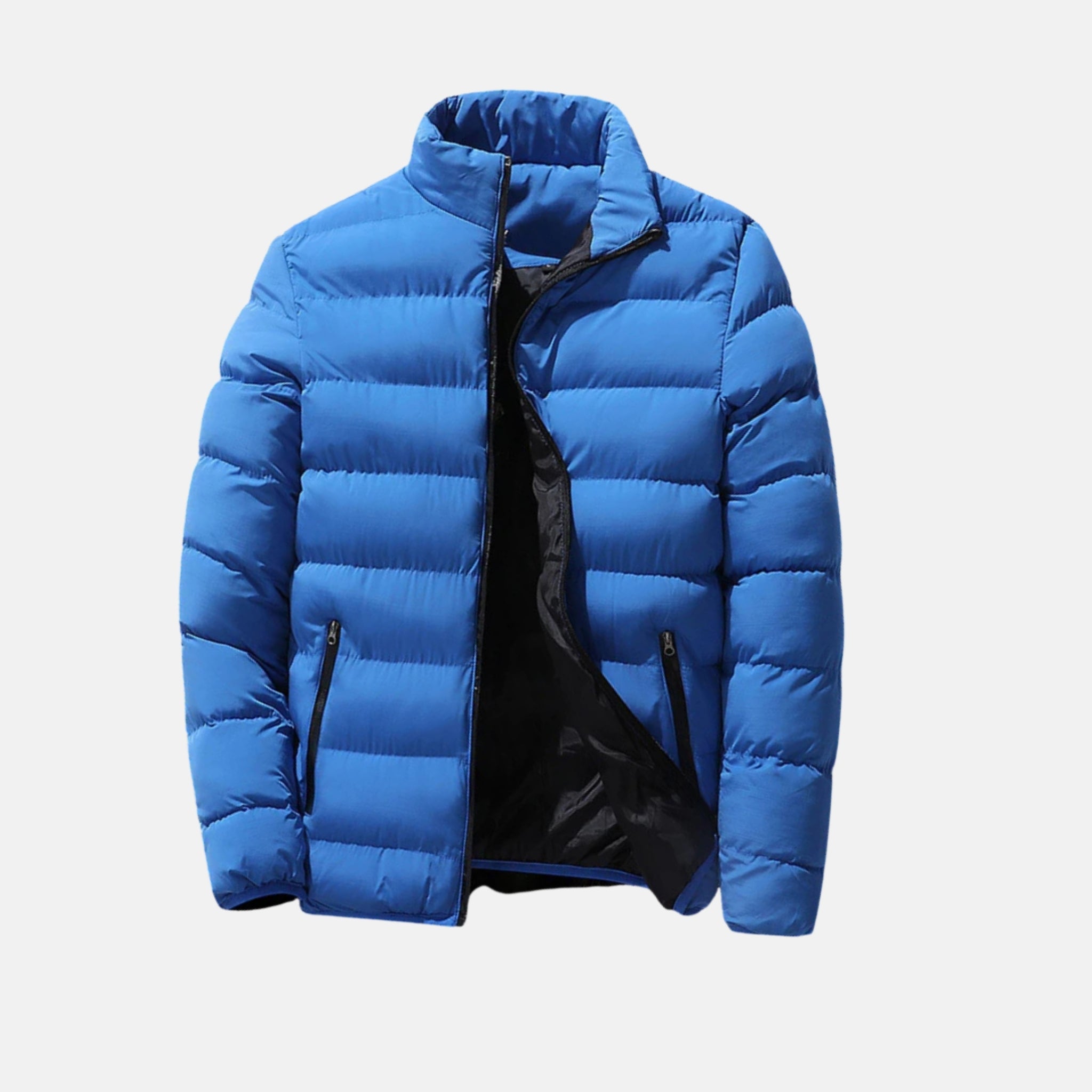 NolaKwin | Męska Kurtka Puchowa w Luźnym Kroju z Stojącym Kołnierzem i Zapięciem na Zamek