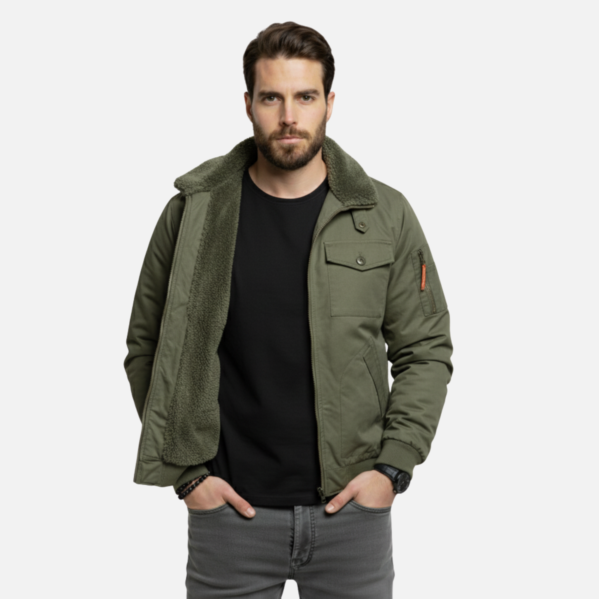 NolaKwin | Męska Kurtka Casual – Stylowa Mieszanka Bawełny i Wełny Jagnięcej