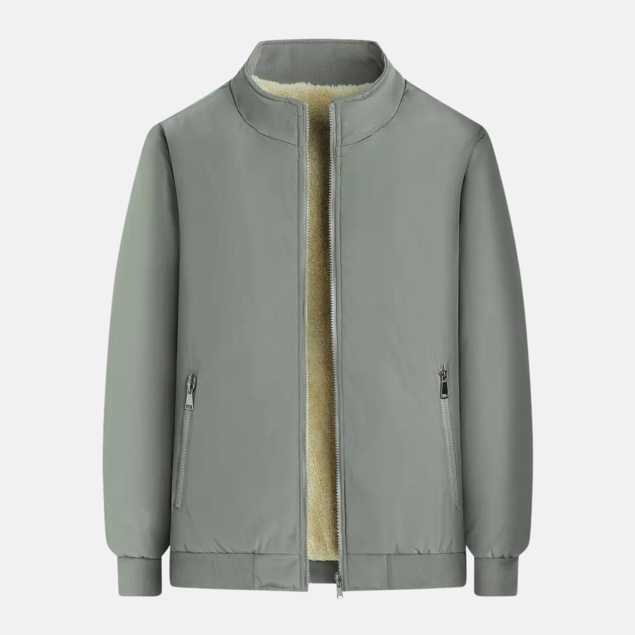 NolaKwin Męska Zimowa Kurtka | Gruby Fleece w Stylu Business Casual z Stojącym Kołnierzem