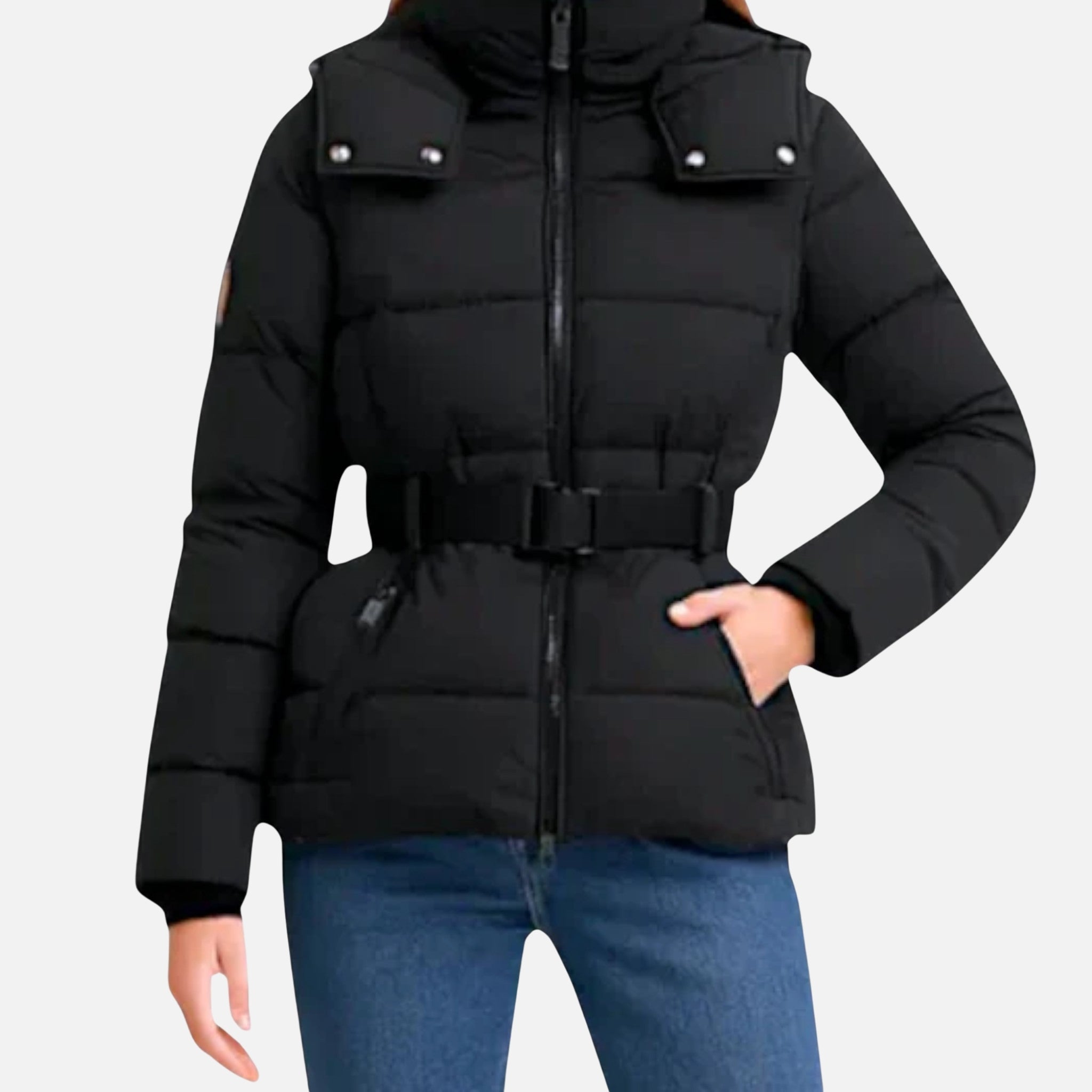 NolaKwin | Damska puchowa kurtka z paskiem, wodoodporna – Elegancka i stylowa