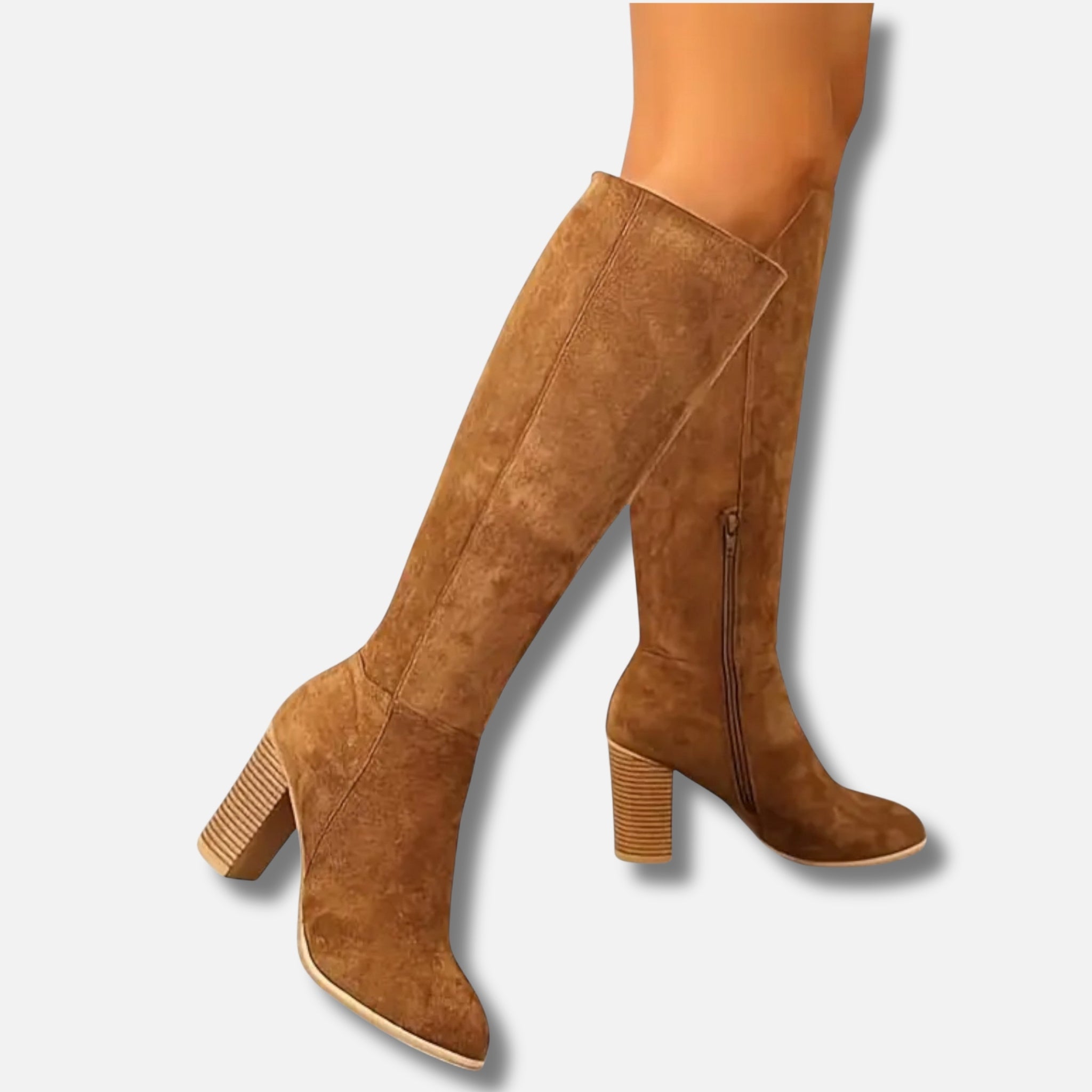 NolaKwin | Damskie Długie Botki – Elegancki Jeździecki Styl w Jasnobrązowym Kolorze