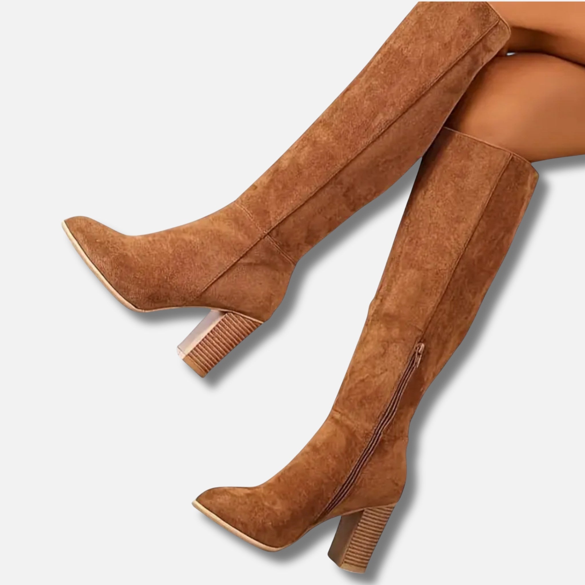 NolaKwin | Damskie Długie Botki – Elegancki Jeździecki Styl w Jasnobrązowym Kolorze