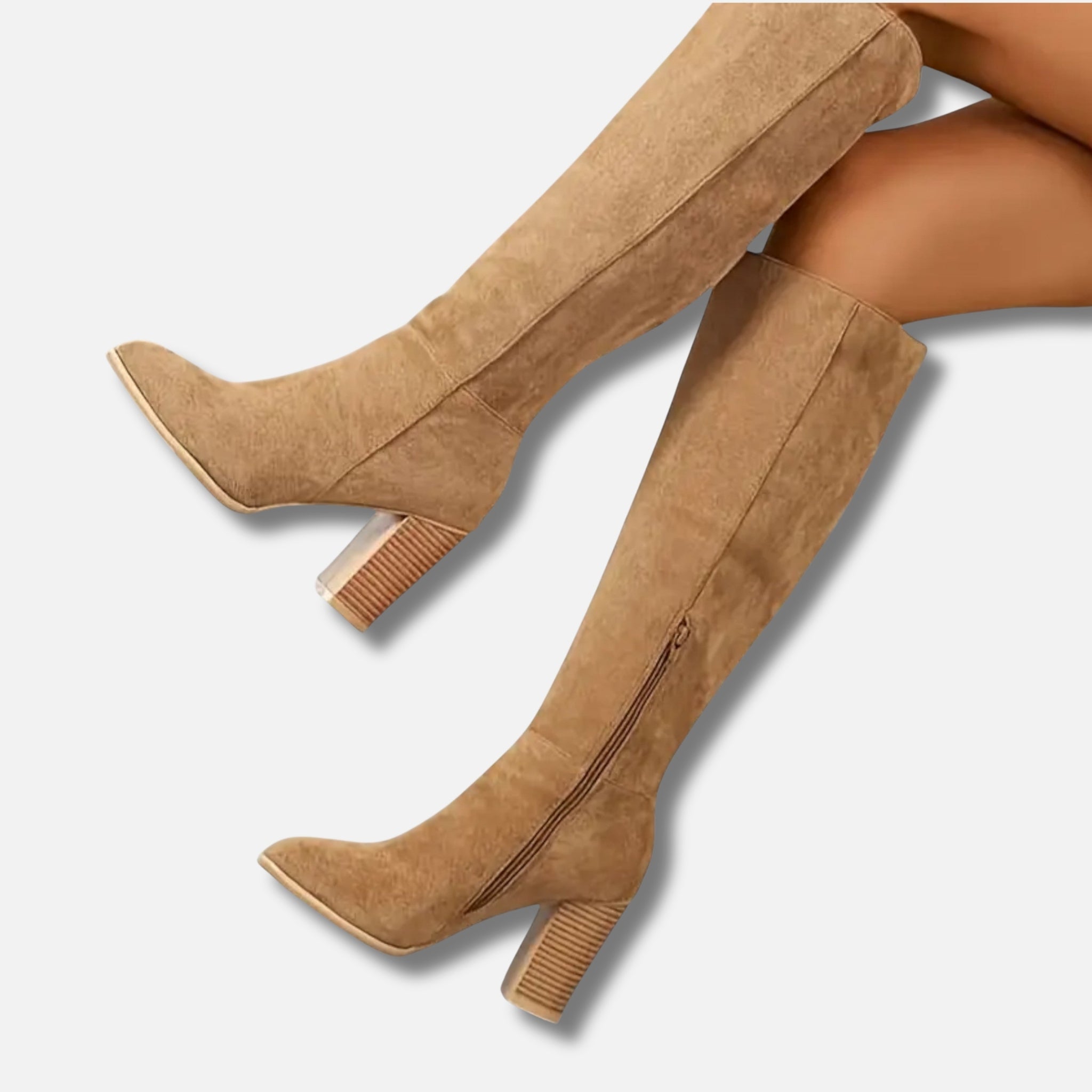 NolaKwin | Damskie Długie Botki – Elegancki Jeździecki Styl w Jasnobrązowym Kolorze