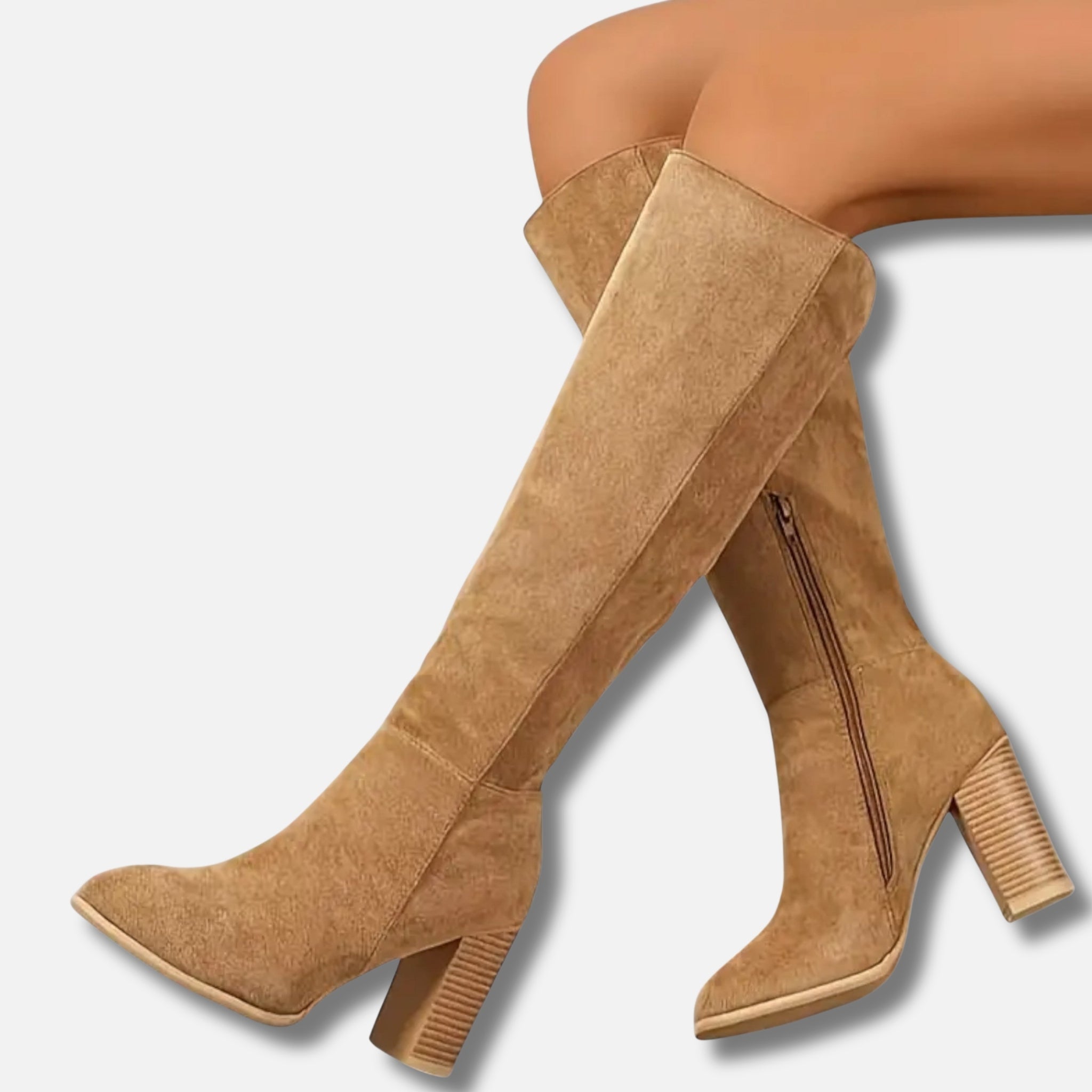 NolaKwin | Damskie Długie Botki – Elegancki Jeździecki Styl w Jasnobrązowym Kolorze