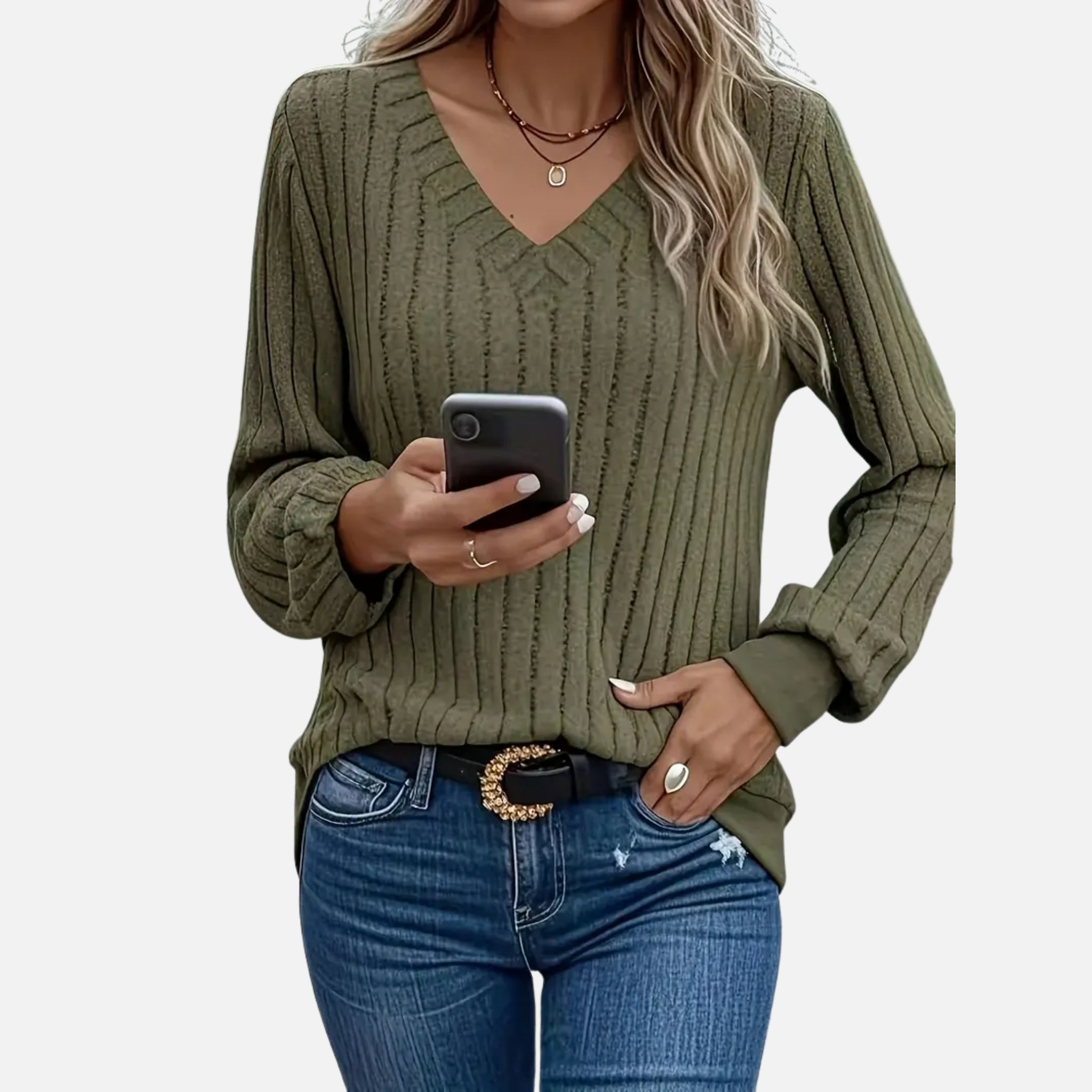 NolaKwin | Gładkie bluzki z długim rękawem i dekoltem w serek – idealne na ciepło i komfort