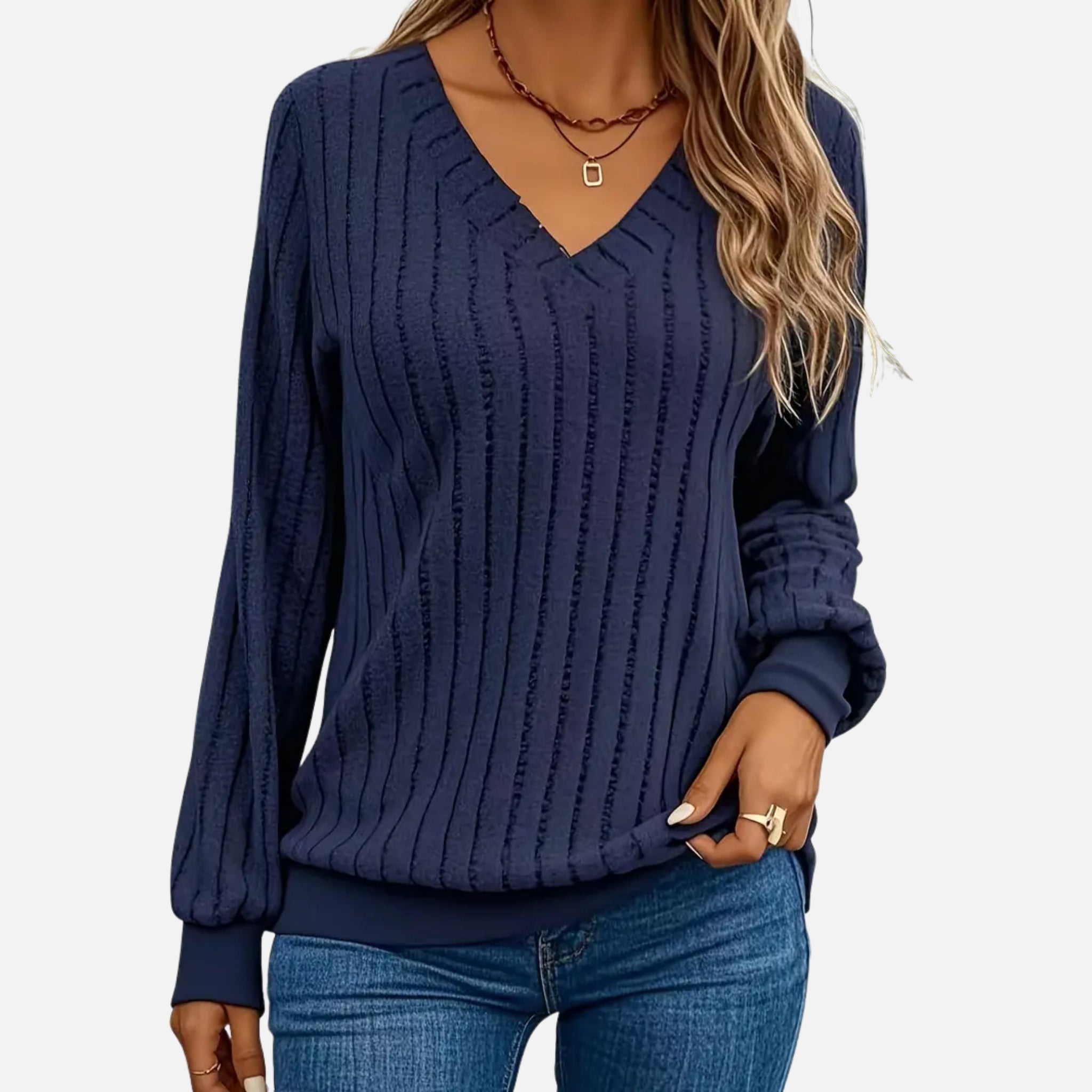 NolaKwin | Gładkie bluzki z długim rękawem i dekoltem w serek – idealne na ciepło i komfort