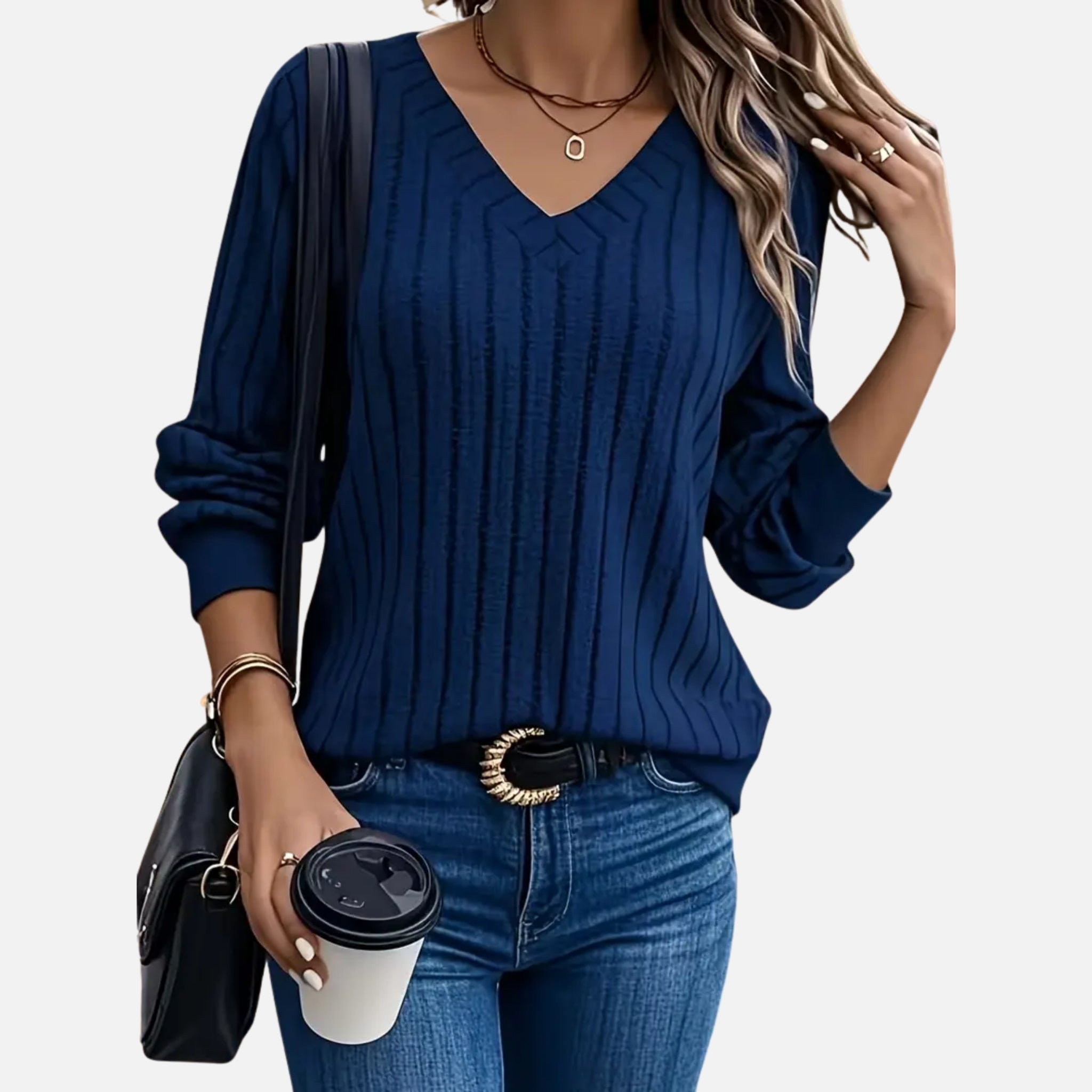 NolaKwin | Gładkie bluzki z długim rękawem i dekoltem w serek – idealne na ciepło i komfort