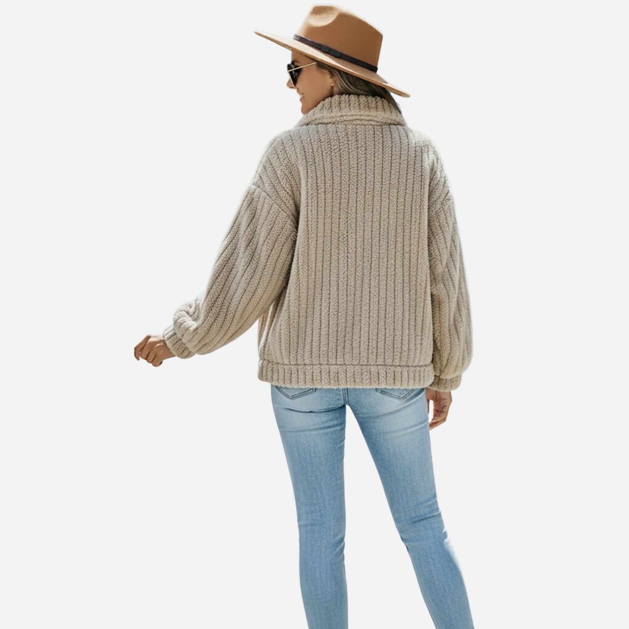 NolaKwin | Kobiecy płaszcz na jesień i zimę w jednolitym kolorze z odwróconym kołnierzem i długimi rękawami