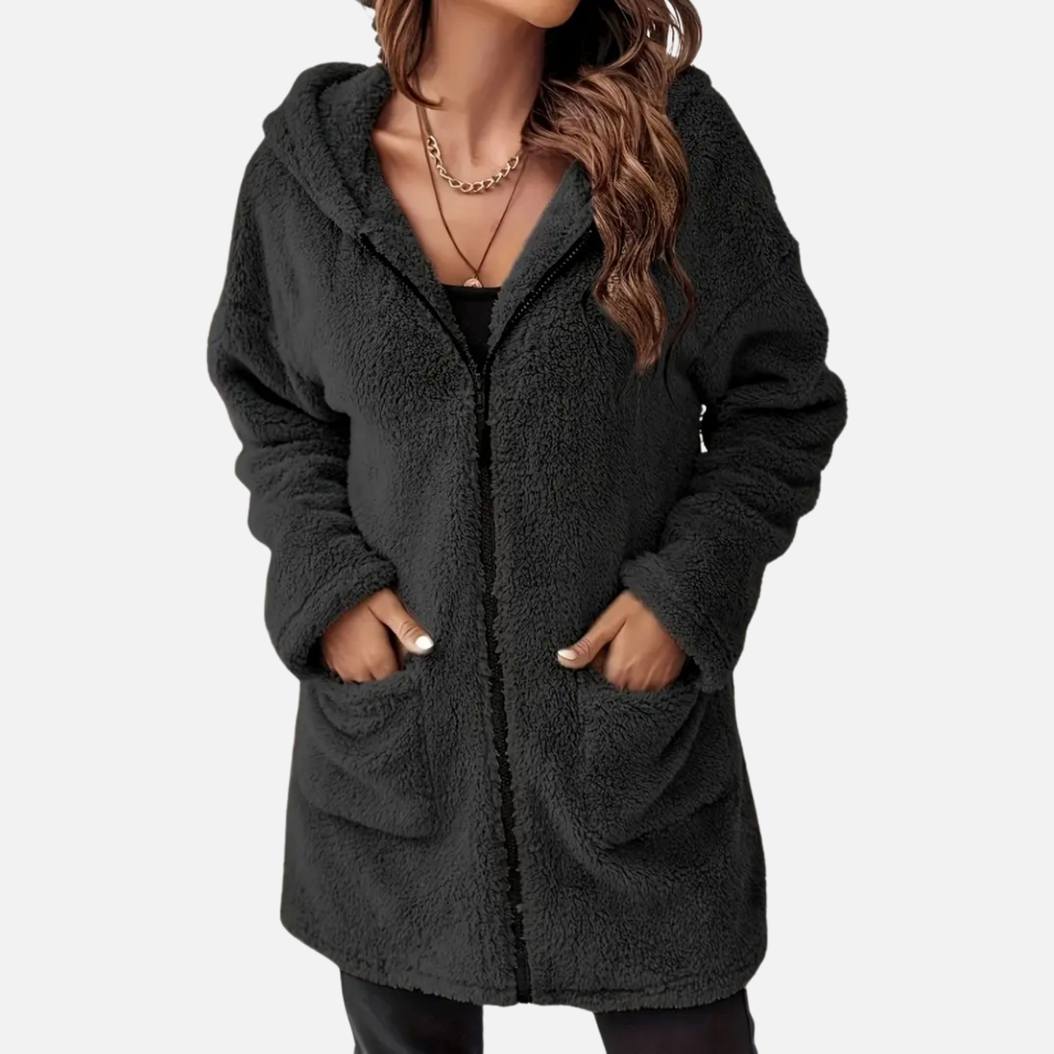 NolaKwin |  Damska Kurtka z Kapturem, Zamek, Długi Rękaw, Idealna na Jesień i Zimę, Bawełniany