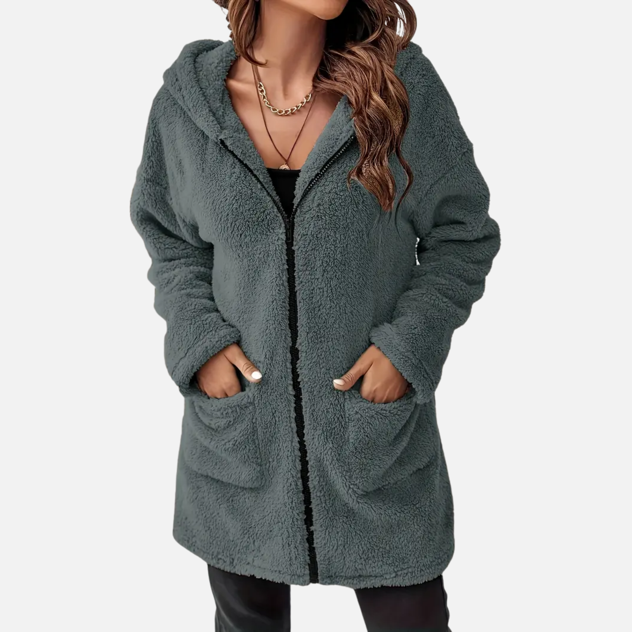 NolaKwin |  Damska Kurtka z Kapturem, Zamek, Długi Rękaw, Idealna na Jesień i Zimę, Bawełniany