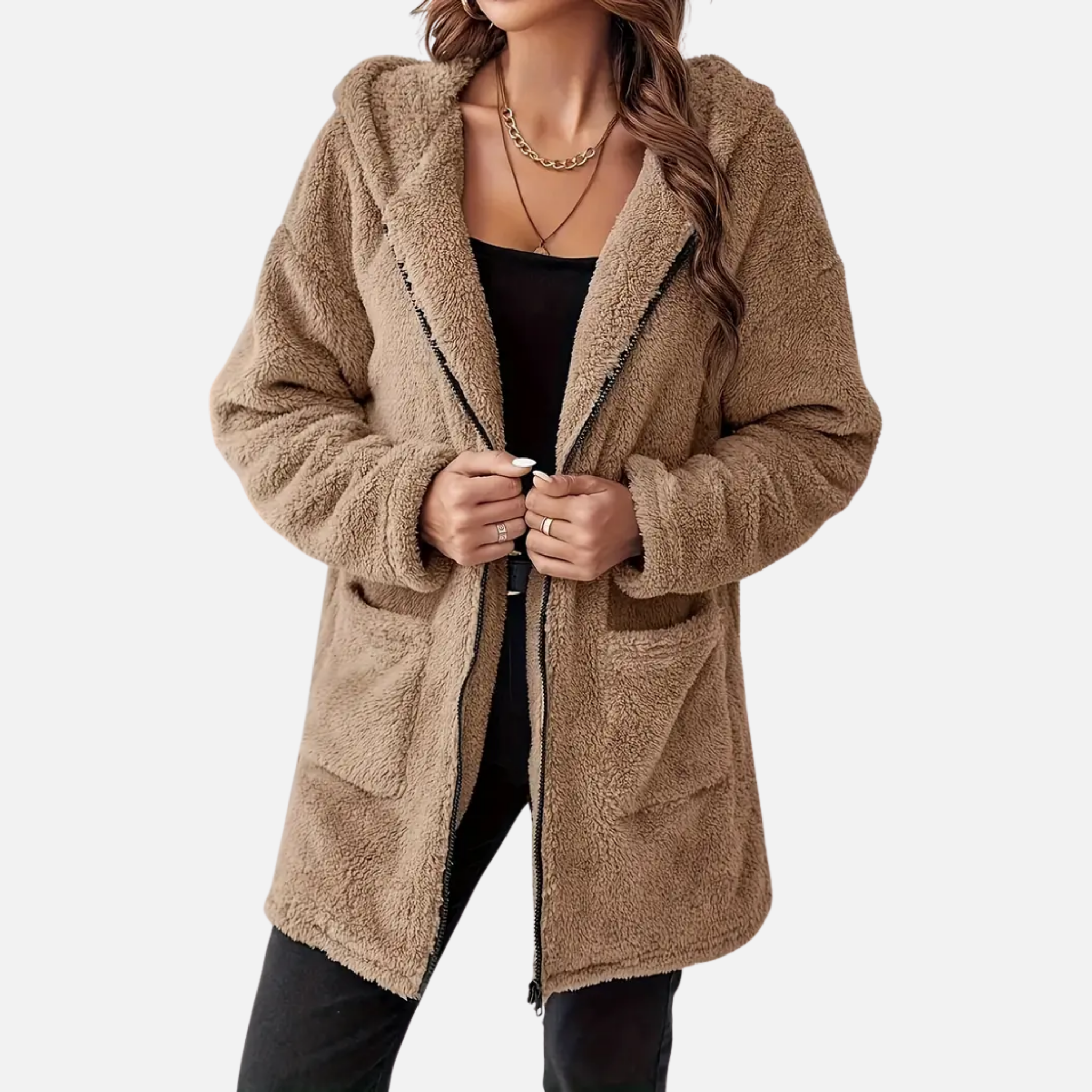 NolaKwin |  Damska Kurtka z Kapturem, Zamek, Długi Rękaw, Idealna na Jesień i Zimę, Bawełniany