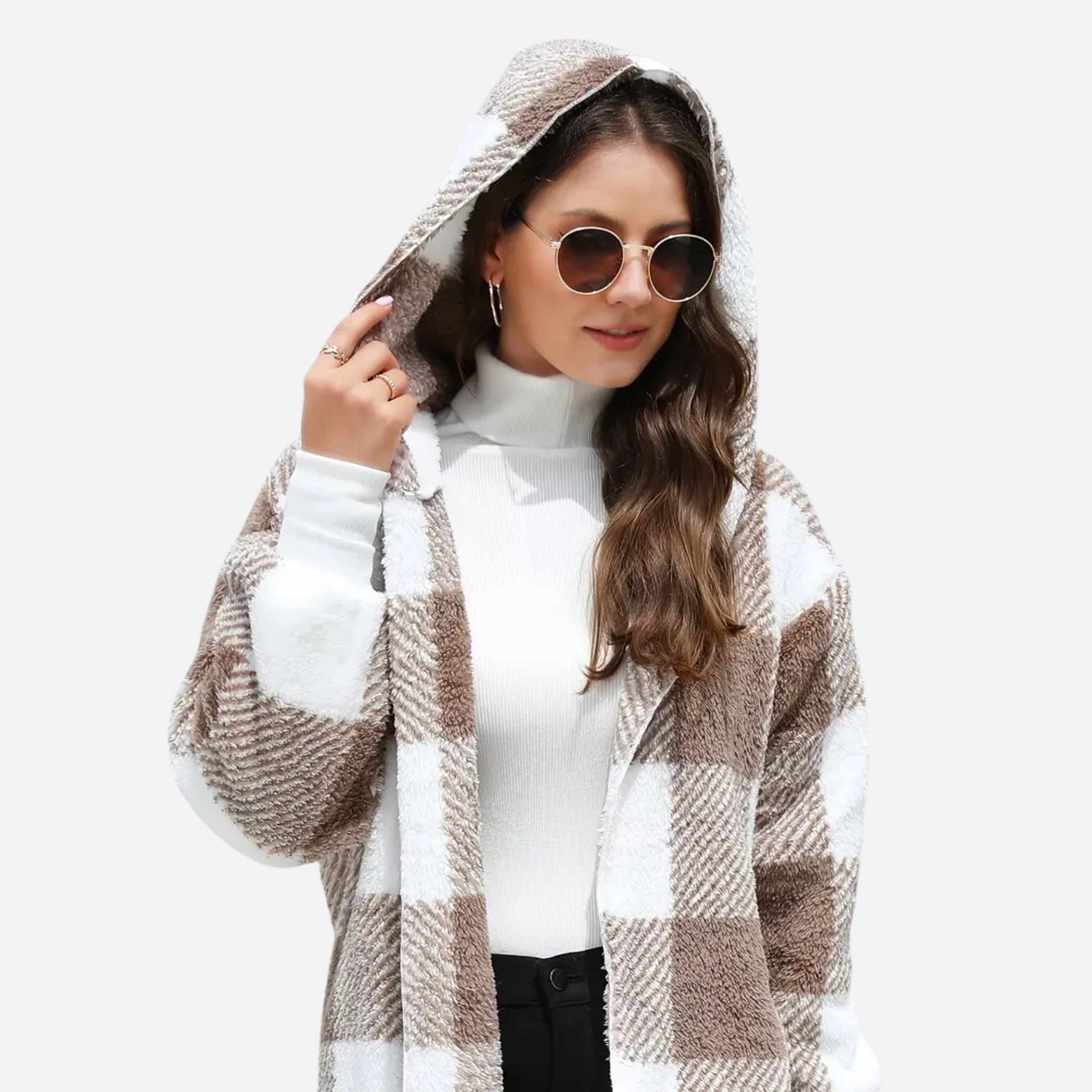NolaKwin | Kobieca pluszowa kurtka zapinana na guziki z długim rękawem
