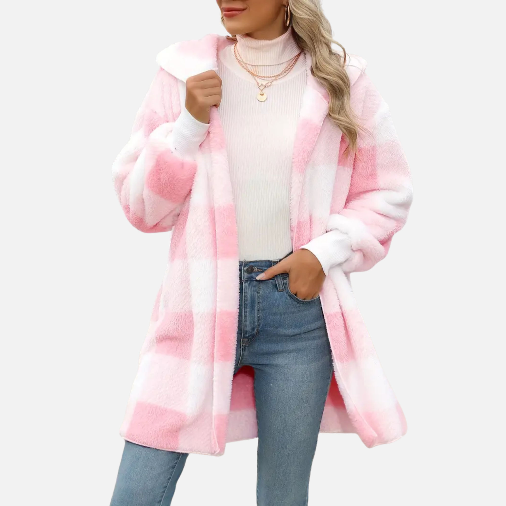NolaKwin | Kobieca pluszowa kurtka zapinana na guziki z długim rękawem