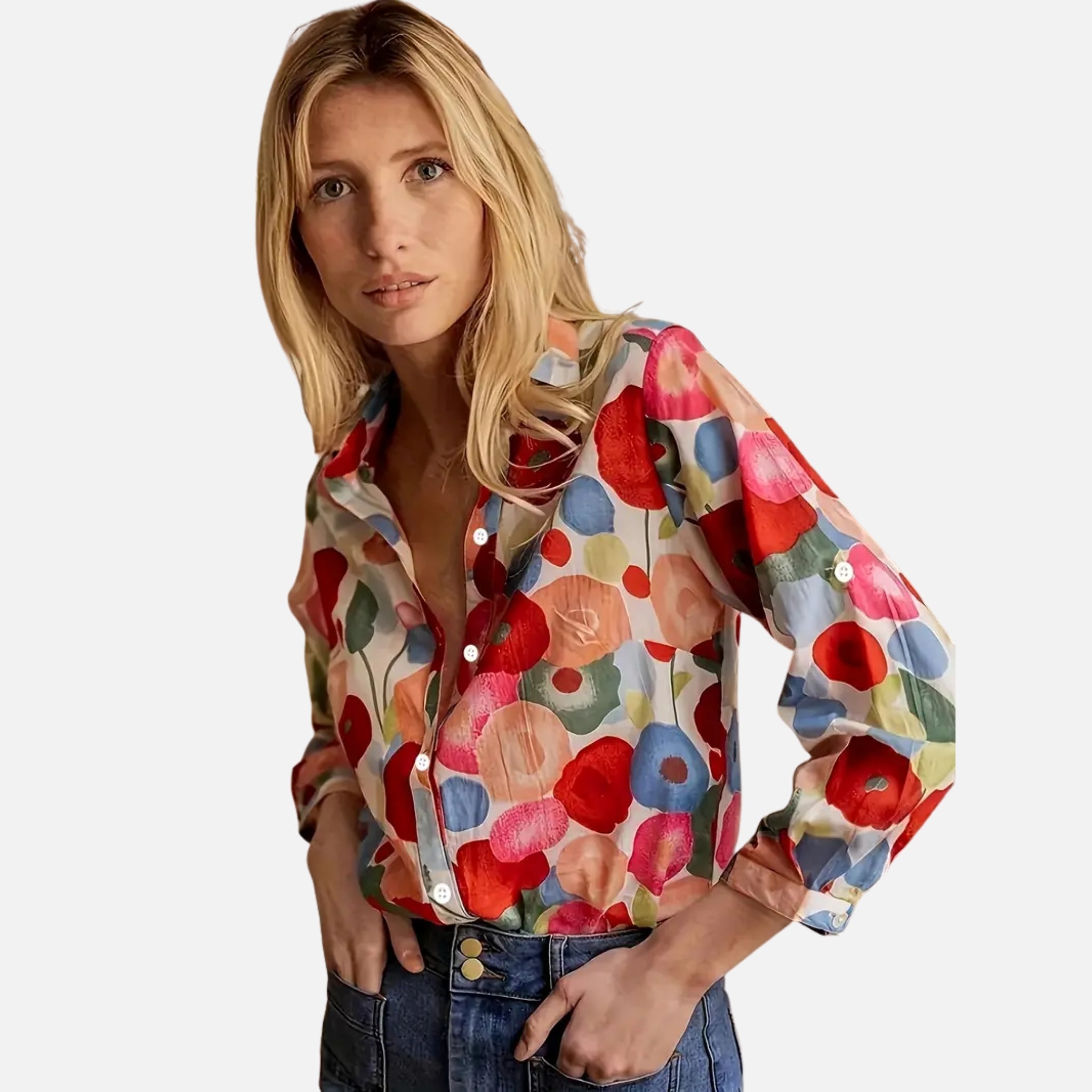 NolaKwin | Stylowa elegancka jesienna bluzka kwiatowa damska