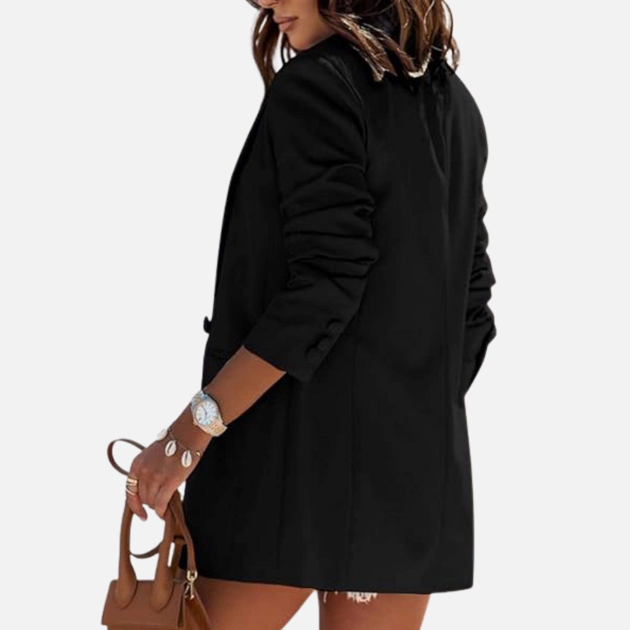 NolaKwin | Długi dopasowany żakiet w jednolitym kolorze dla kobiet