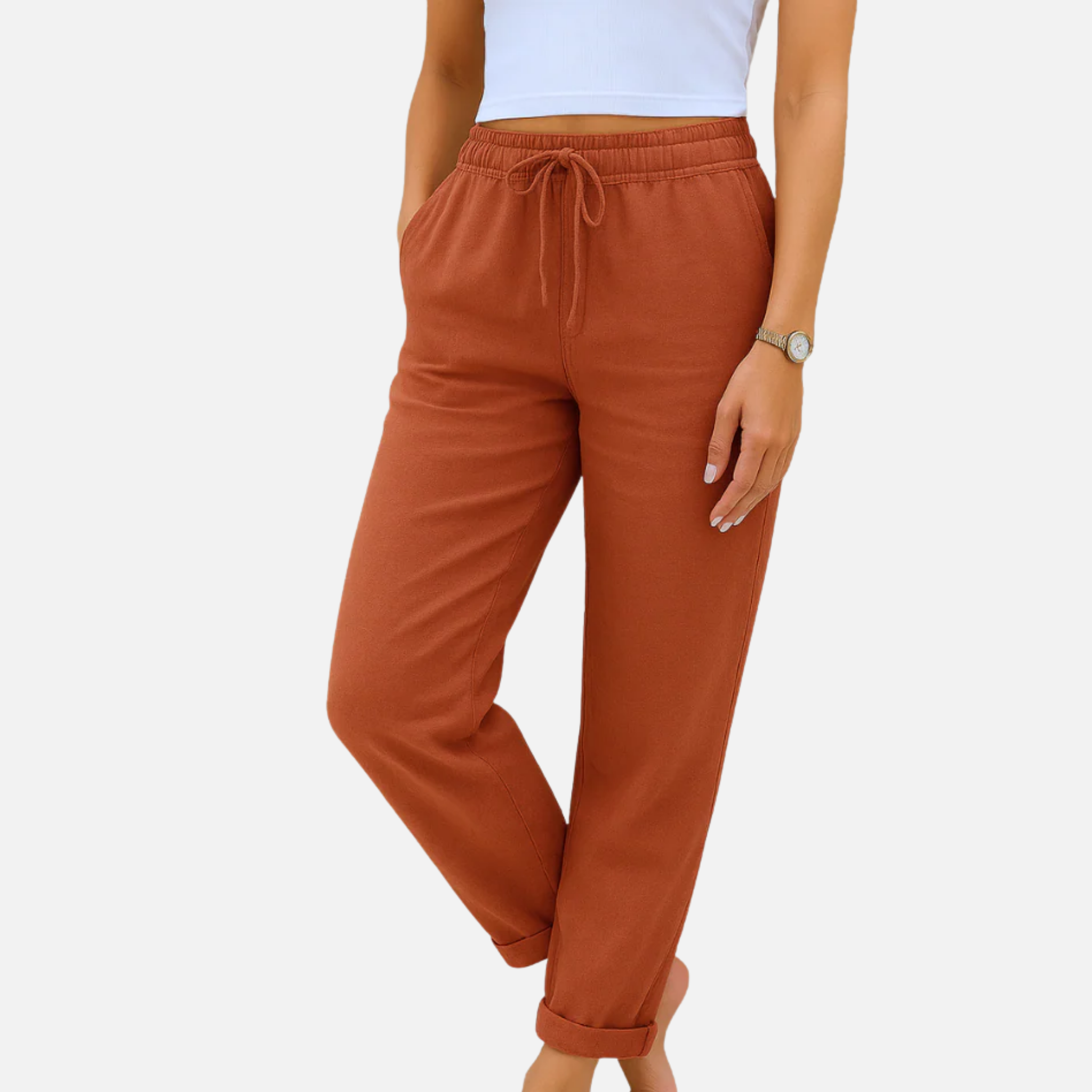 NolaKwin | Premium damskie spodnie stretch z lnu – oddychające i lekkie