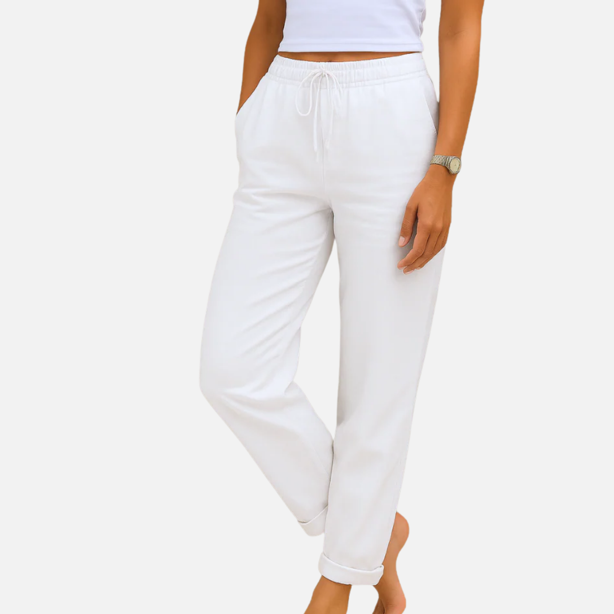 NolaKwin | Premium damskie spodnie stretch z lnu – oddychające i lekkie