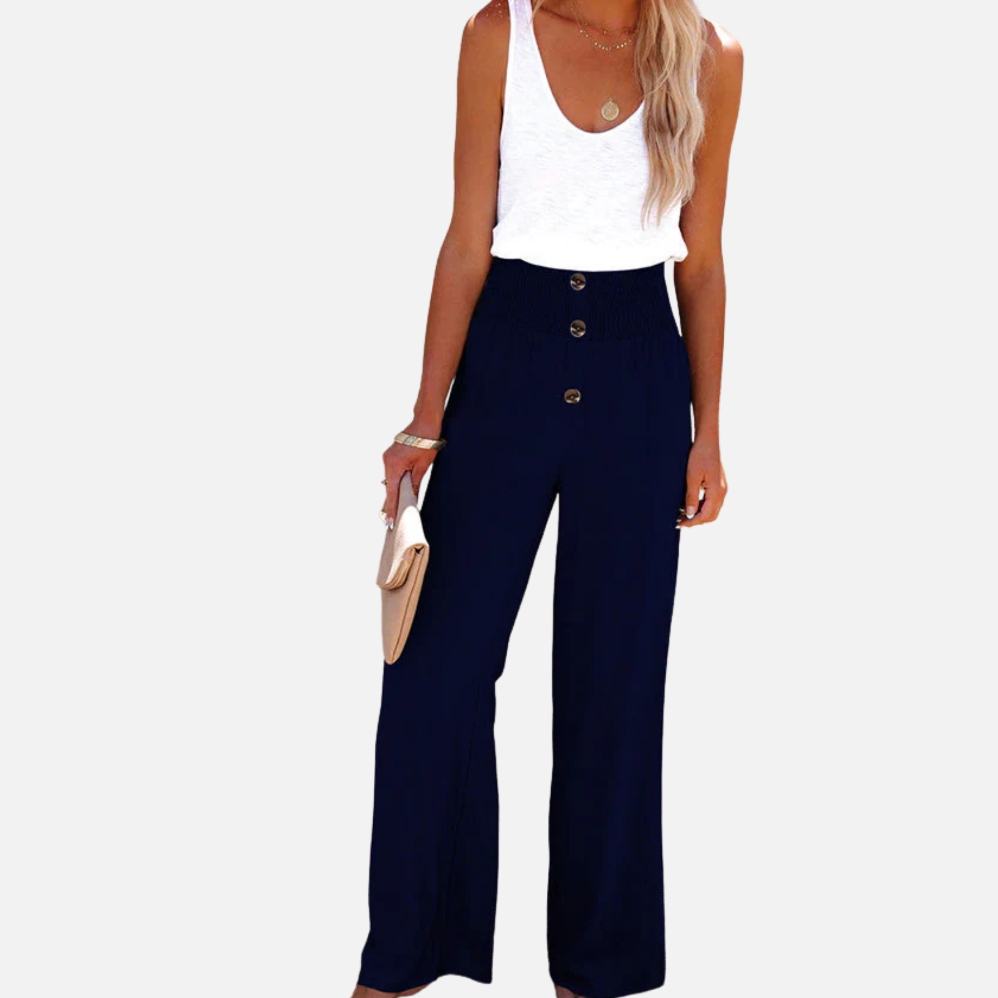 NolaKwin | Damskie spodnie z wysokim stanem i szerokimi nogawkami