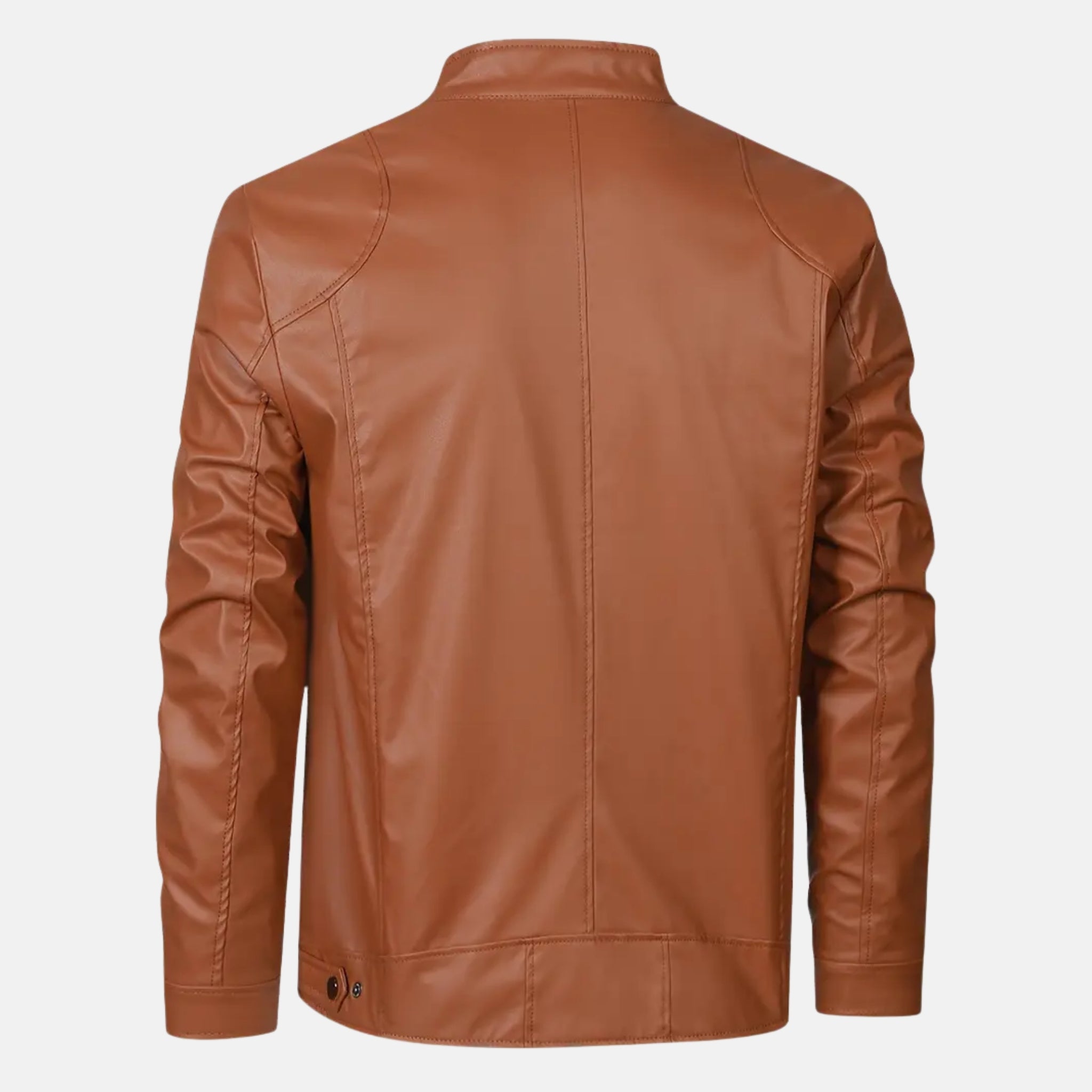 NolaKwin | Męska skórzana kurtka motocyklowa PU z kołnierzem stojącym, ukośnym zamkiem i wiatroszczelną budową