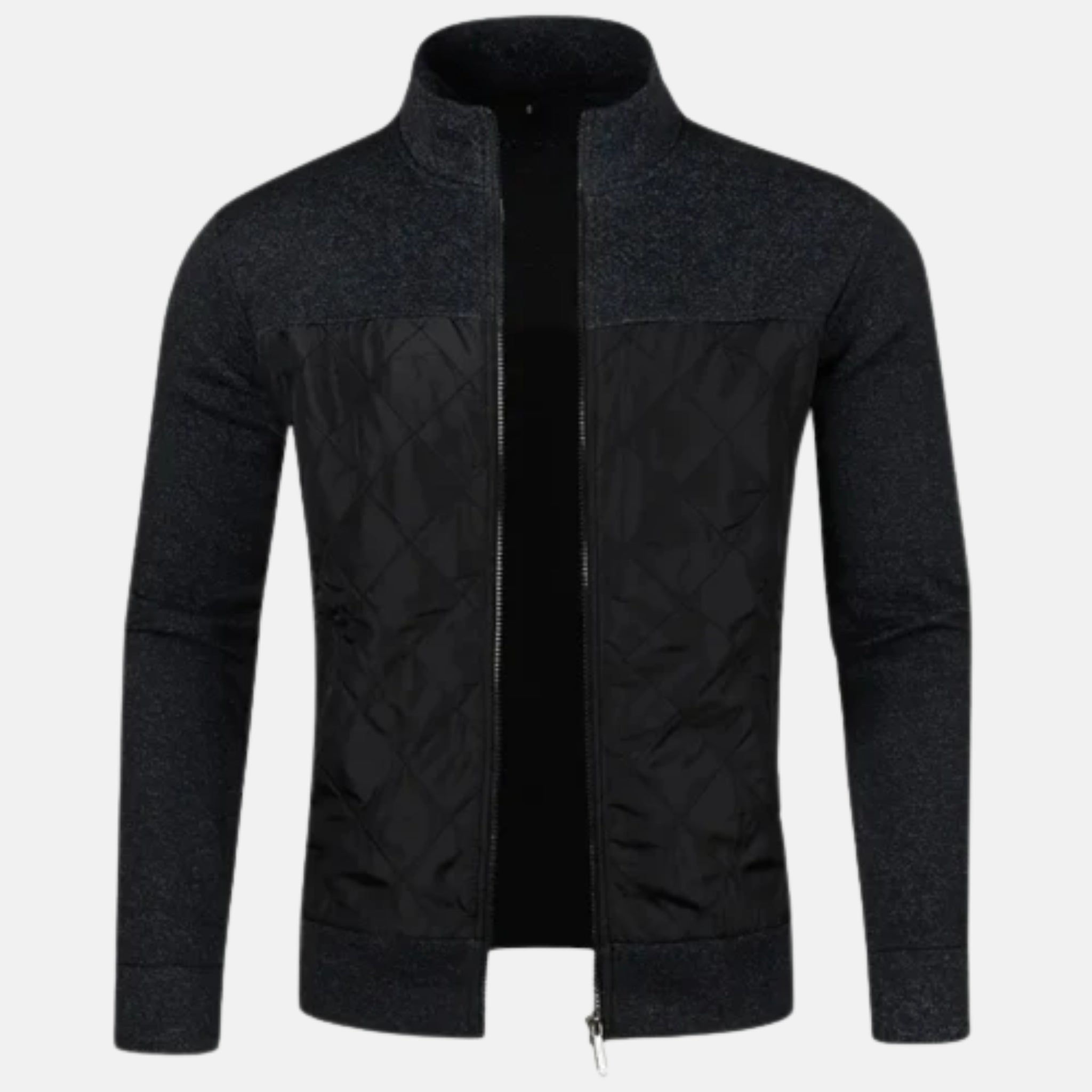 NolaKwin | Męski Zimowy Sweter - Przytulna Kurtka z Zamkiem i Stojącym Kołnierzem