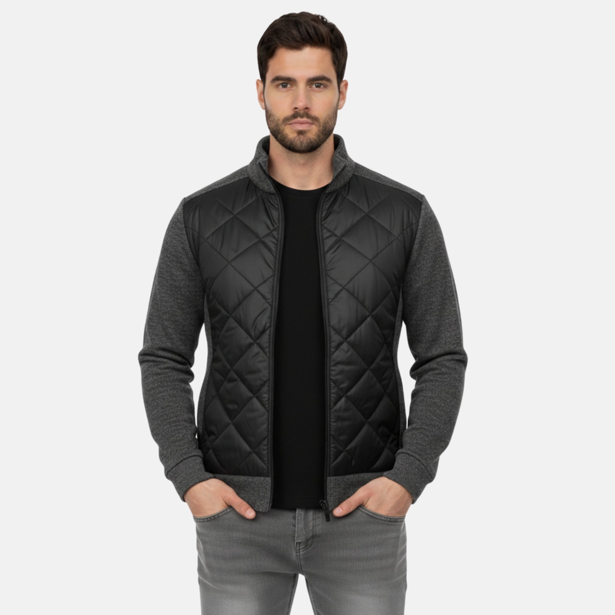 NolaKwin | Męski Zimowy Sweter - Przytulna Kurtka z Zamkiem i Stojącym Kołnierzem