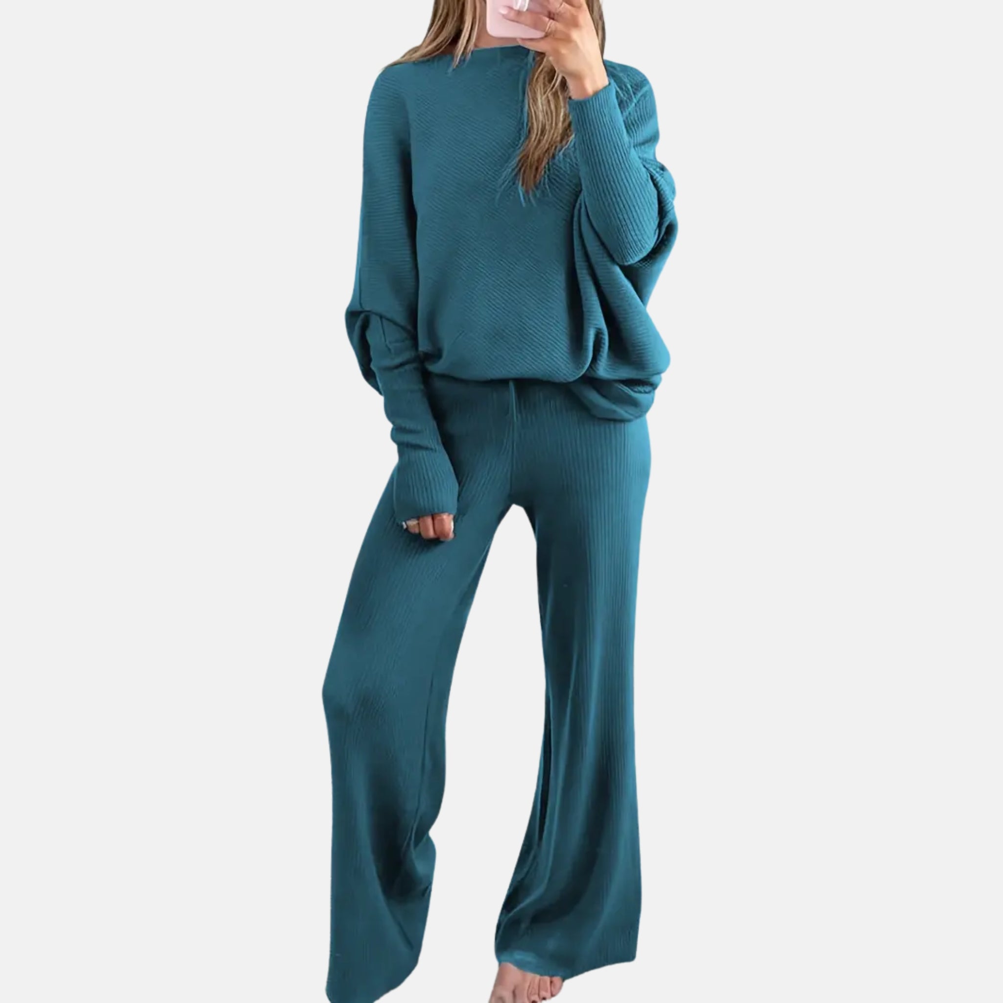 NolaKwin | Dwuczęściowy zestaw z wysokim stanem i długim rękawem