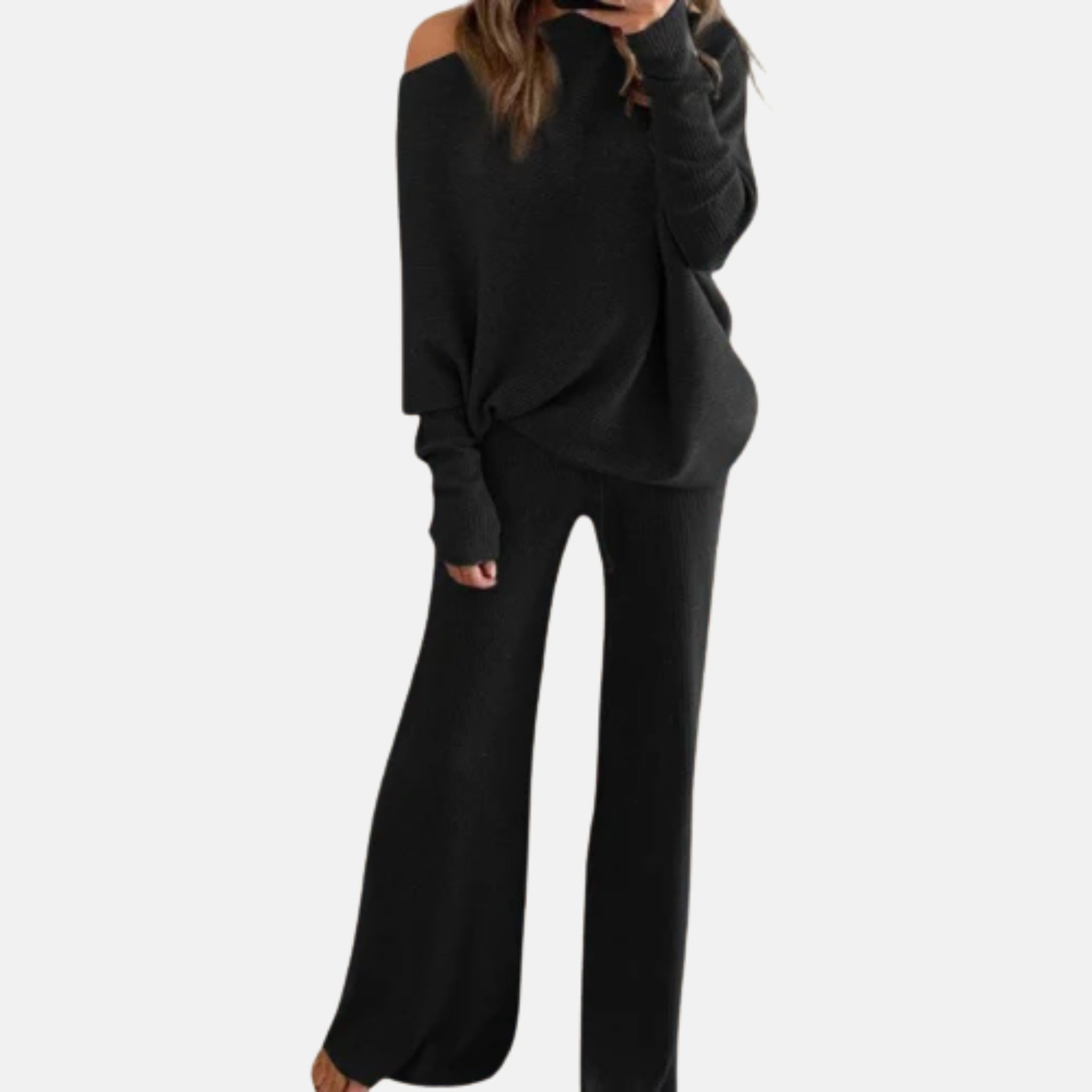 NolaKwin | Dwuczęściowy zestaw z wysokim stanem i długim rękawem